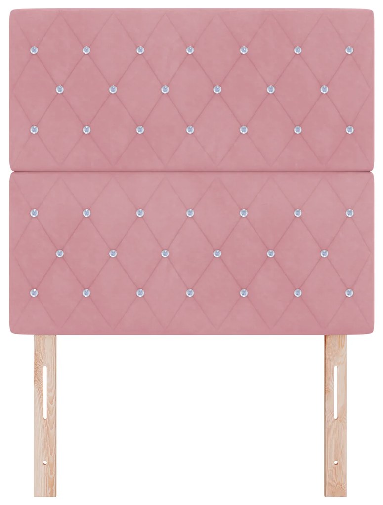 Cabeceira vidaXL com Botão de Cristal Tufted Rosa 90 cm de Veludo, Cab