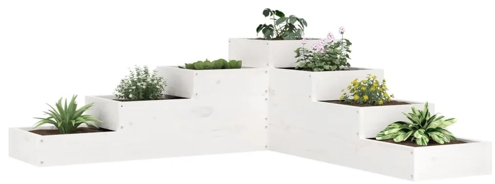 vidaXL Floreira com 4 níveis 106x104,5x36 cm pinho maciço branco