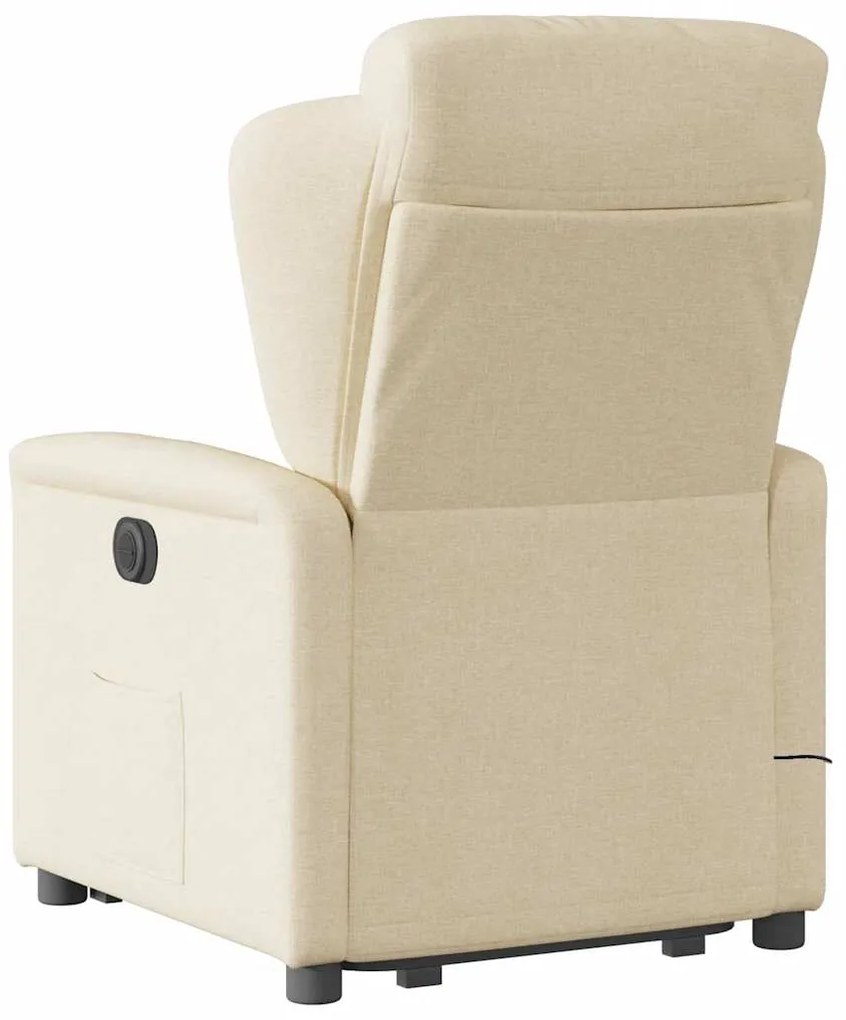 Poltrona elétrica elevatória massagens tecido creme