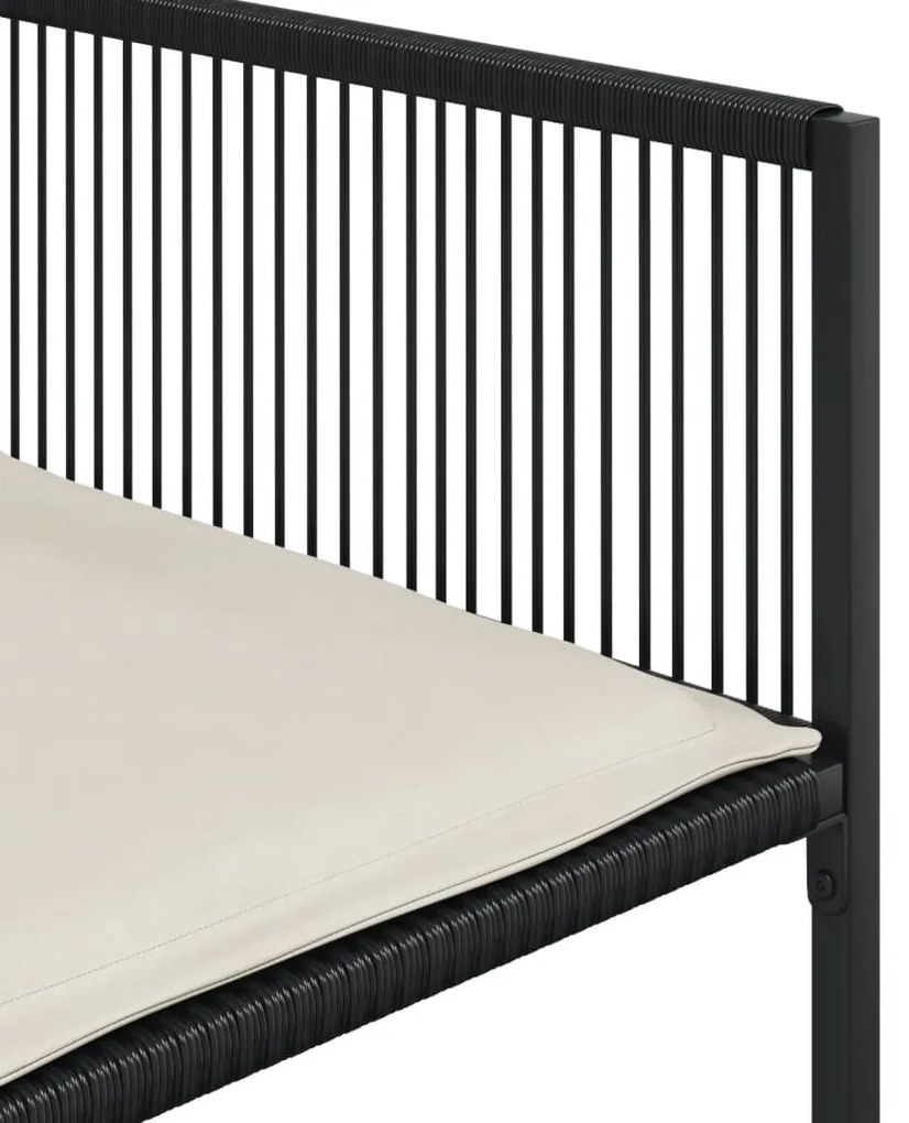 11 pcs conjunto de jantar p/ jardim c/ almofadões vime PE preto