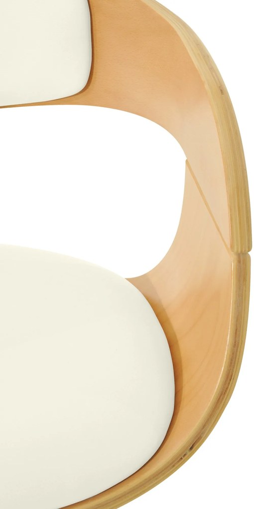 Banco de bar Kingston em couro sintético 50 x 88-102 x 48 cm Natural + Branco