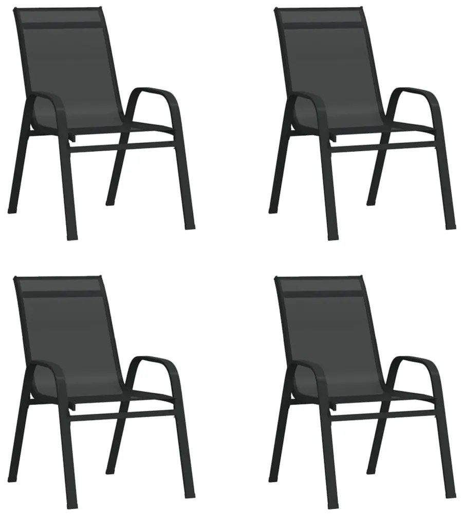 vidaXL Cadeiras de jardim empilháveis 4 pcs textilene preto