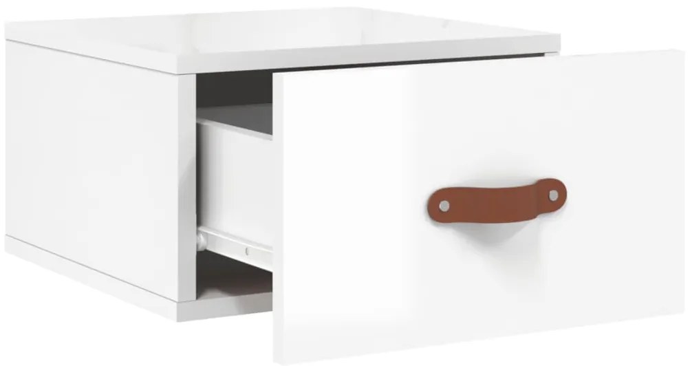 Mesas de cabeceira parede 2 pcs 35x35x20 cm branco brilhante
