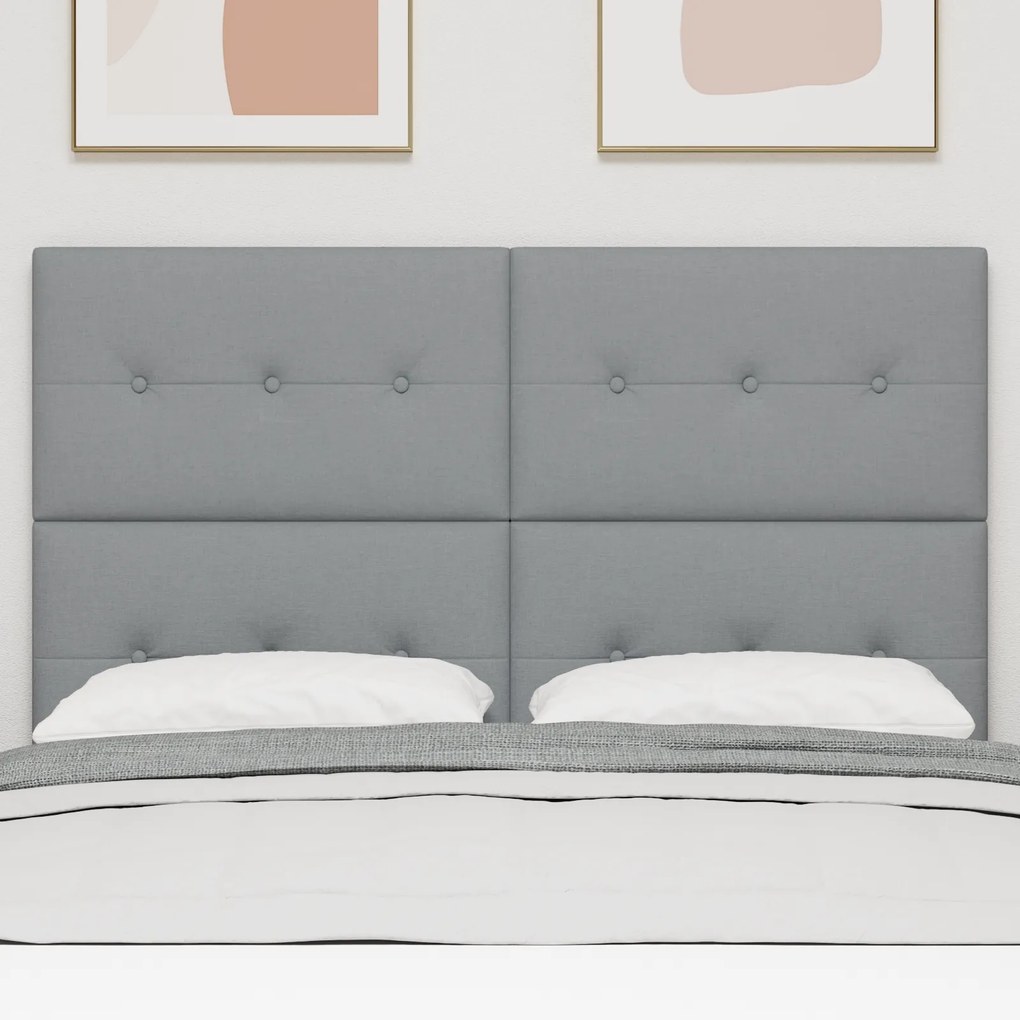 Cabeceira vidaXL Botão Tufted Cinza Claro 140 cm Tecido