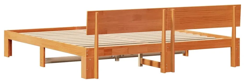 Estrado de Cama com Cabeceira castanha encerada 200x200 cm Madeira de