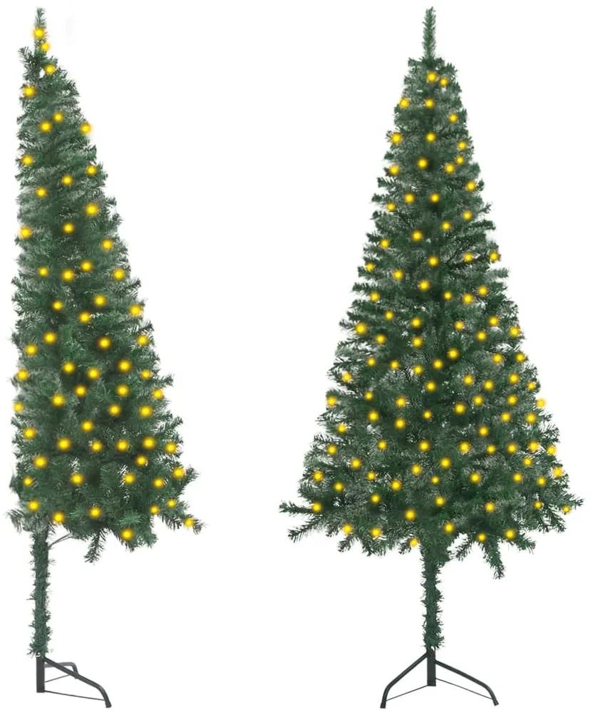 3077932 vidaXL Árvore Natal artificial de canto com luzes LED 120 cm PVC verde