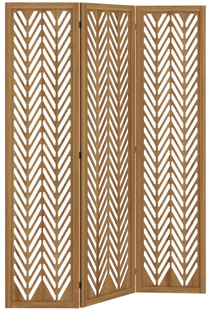 HOMCOM Biombo de 3 Painéis Dobrável 120x1,7x170 cm Separador de Ambientes de Madeira com Padrões Geométricos Madeira