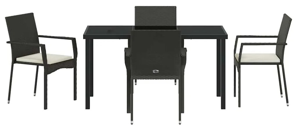Conjunto de 4 Cadeiras de Jardim 5 pcs Preto 140 x 70 x 73 cm