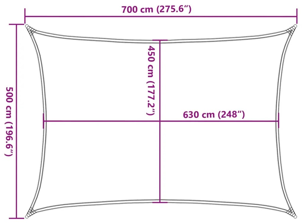 Para-sol estilo vela 160 g/m² 5x7 m PEAD creme