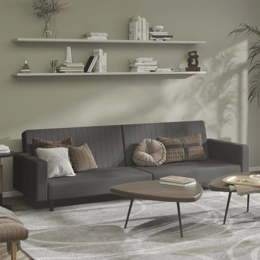 vidaXL Sofá-cama de 2 lugares veludo cinzento-escuro
