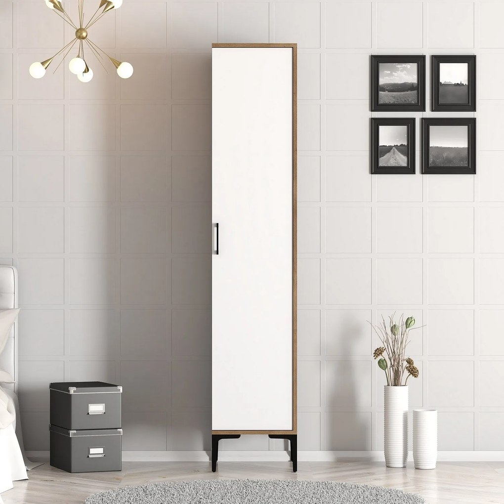 Roupeiro Kumsal S – Nogueira e Branco – 40 cm Largura x 47,5 cm Altura