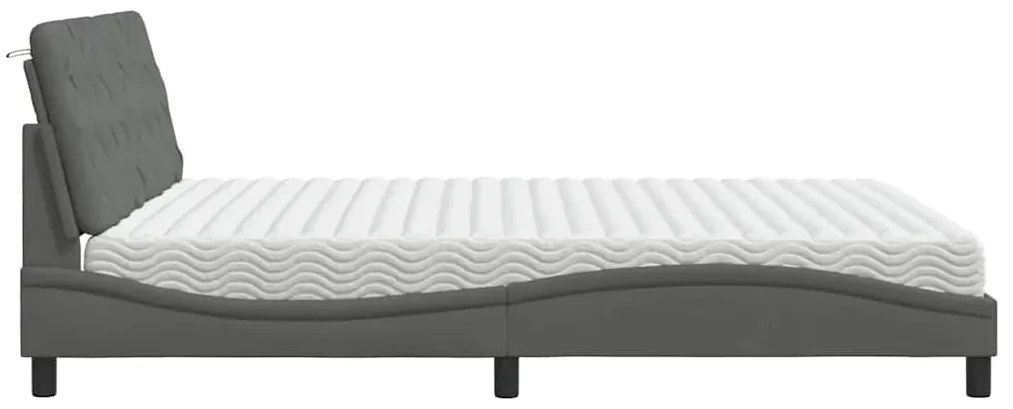 Cama com colchão 180x200 cm tecido cinzento-escuro