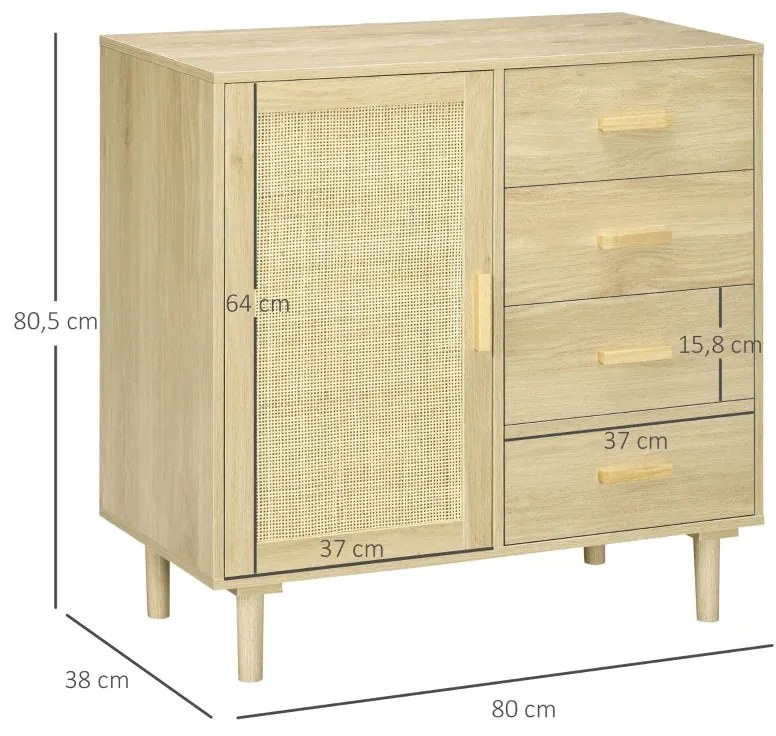 Aparador Vici em Vime de 80 cm - Design Natura
