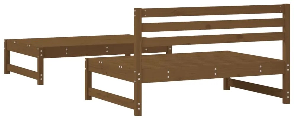 2 pcs conjunto lounge de jardim pinho maciço castanho-mel