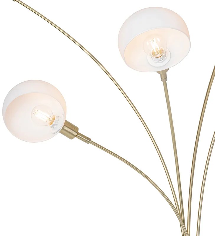 Candeeiro de pé design latão com vidro opalino 5 luzes - Sixties Marmo Design