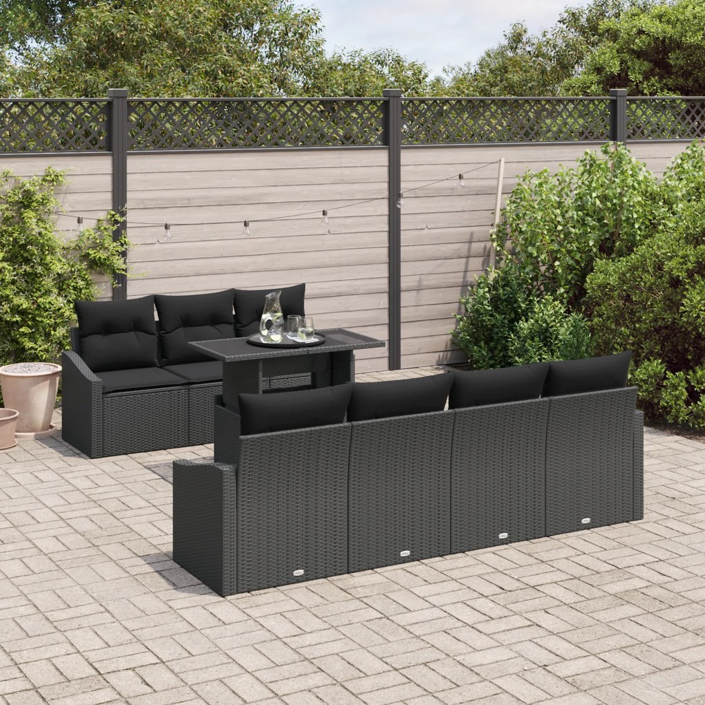 Conjunto de Sofá de Jardim com 8 Peças e Almofadas em Rattan Sintético