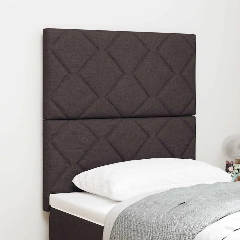 Cabeceira LED vidaXL Design de Blocos de Diamante Castanho Escuro 80 c