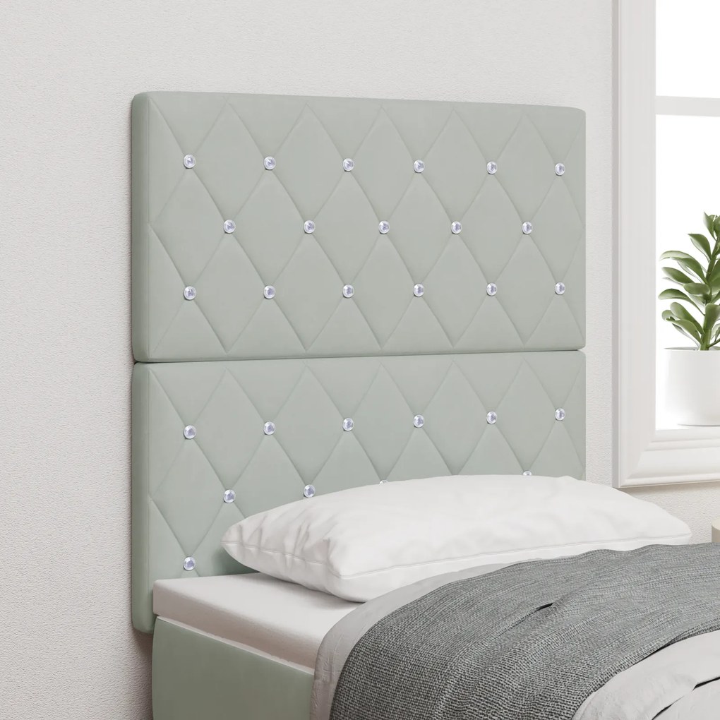 Cabeceira vidaXL com Botão de Cristal Tufted Cinza Claro 80 cm Veludo,