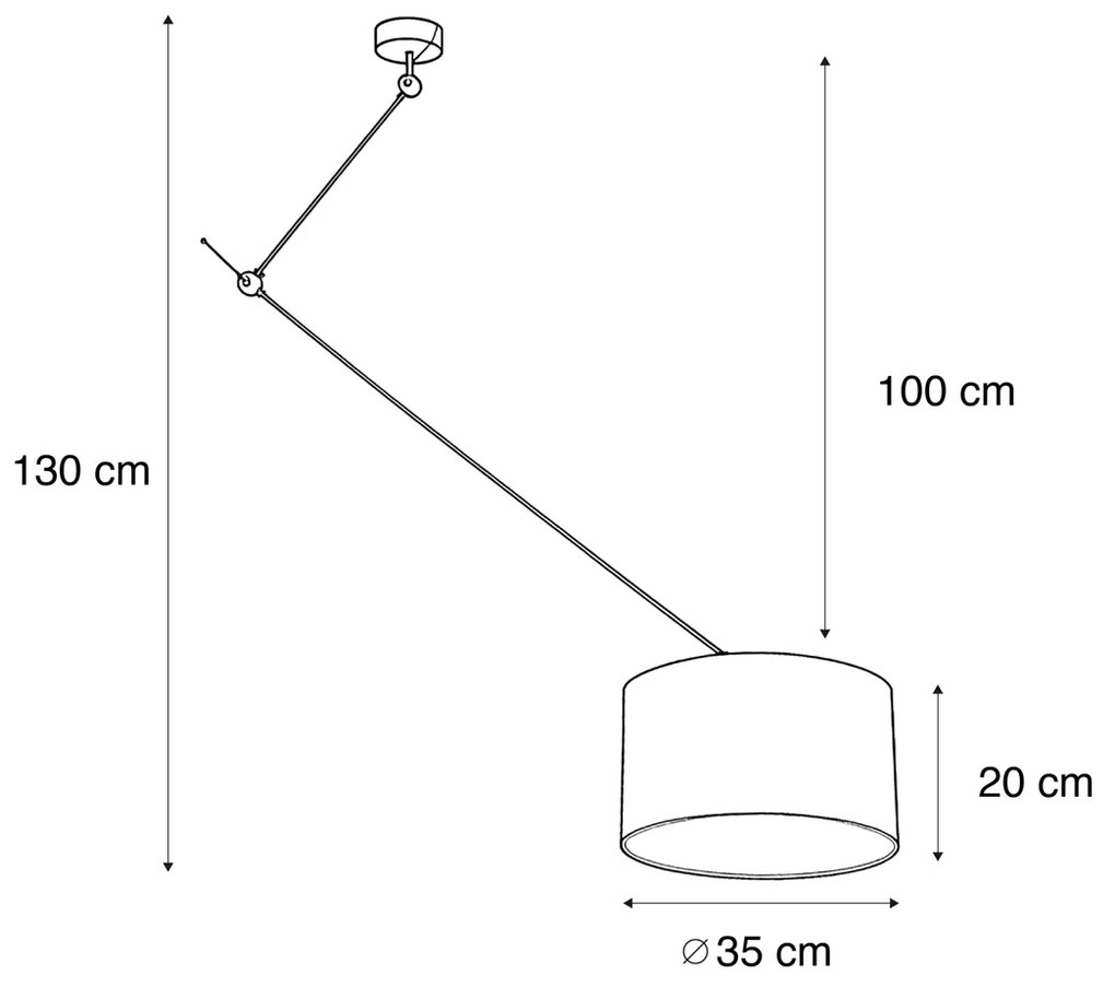 Candeeiro suspenso preto com abajur de veludo castanho 35cm - Blitz