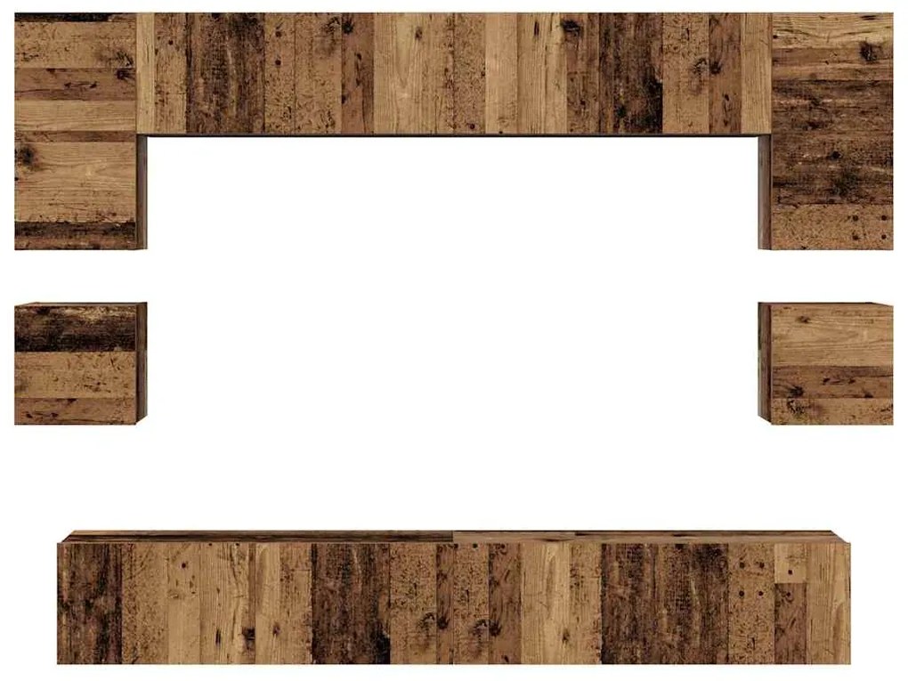 Conjunto de móvel de TV 8 pcs Madeira antiga 100 x 30 x 30 cm
