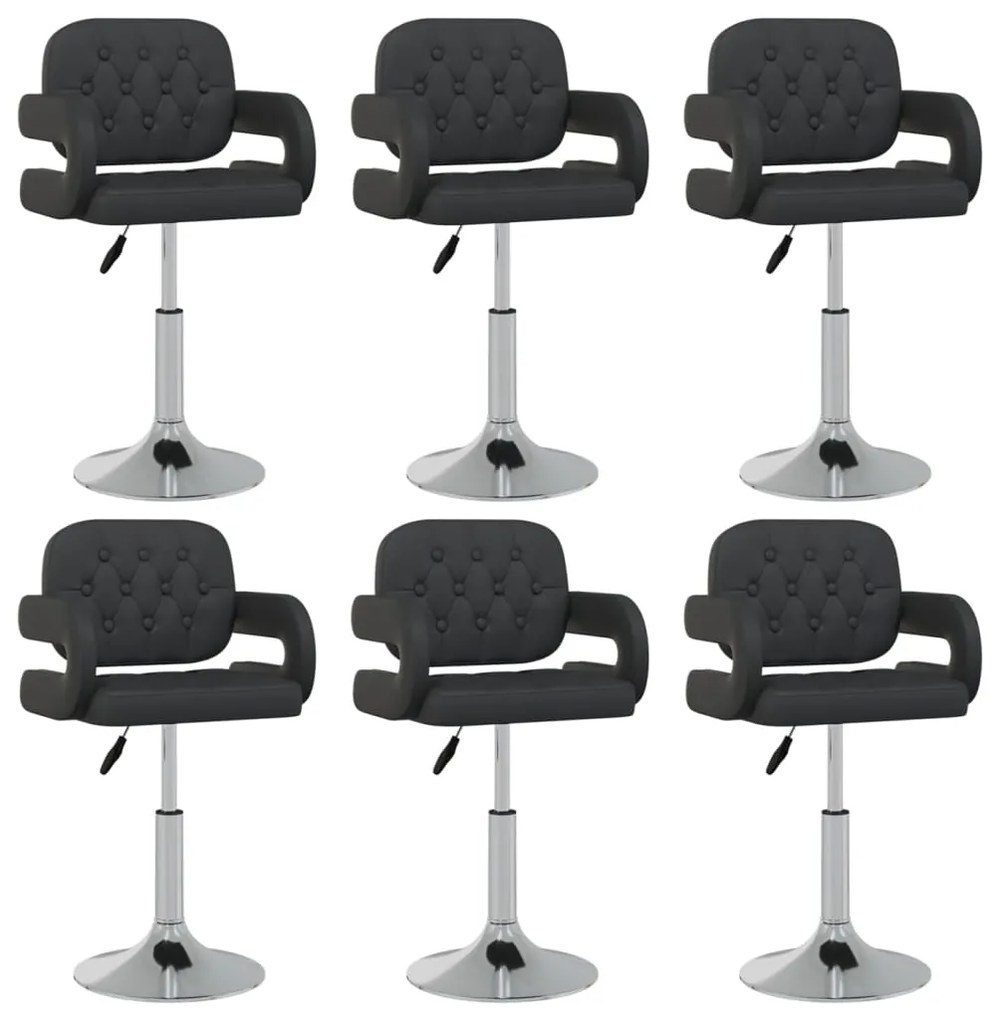 vidaXL Cadeiras de jantar giratórias 6 pcs couro artificial preto
