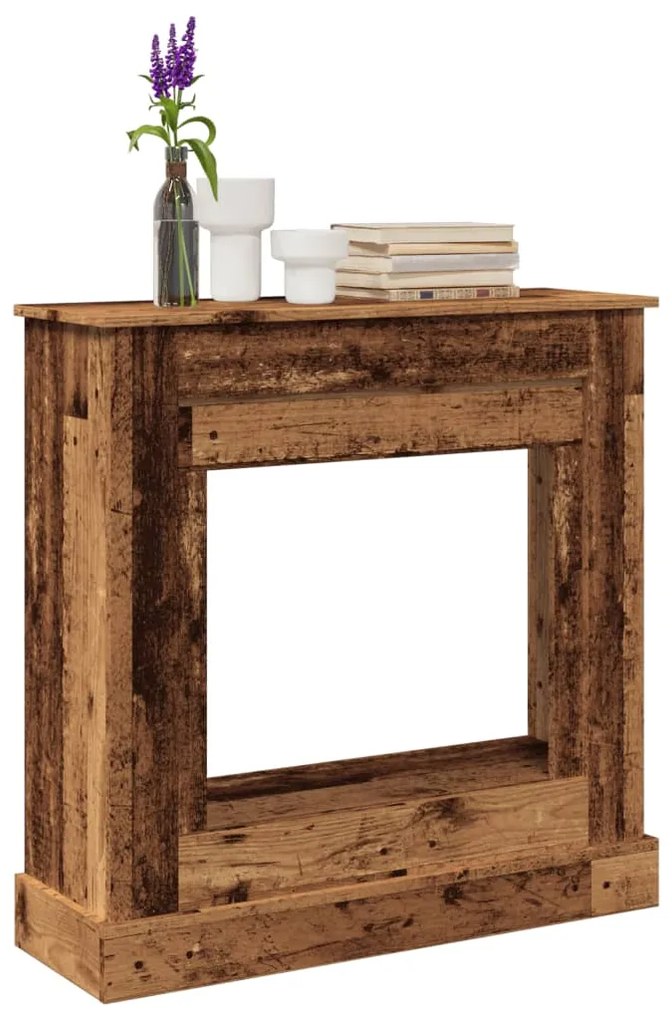 vidaXL Cornija de lareira 90x30x90 cm derivados madeira madeira velha