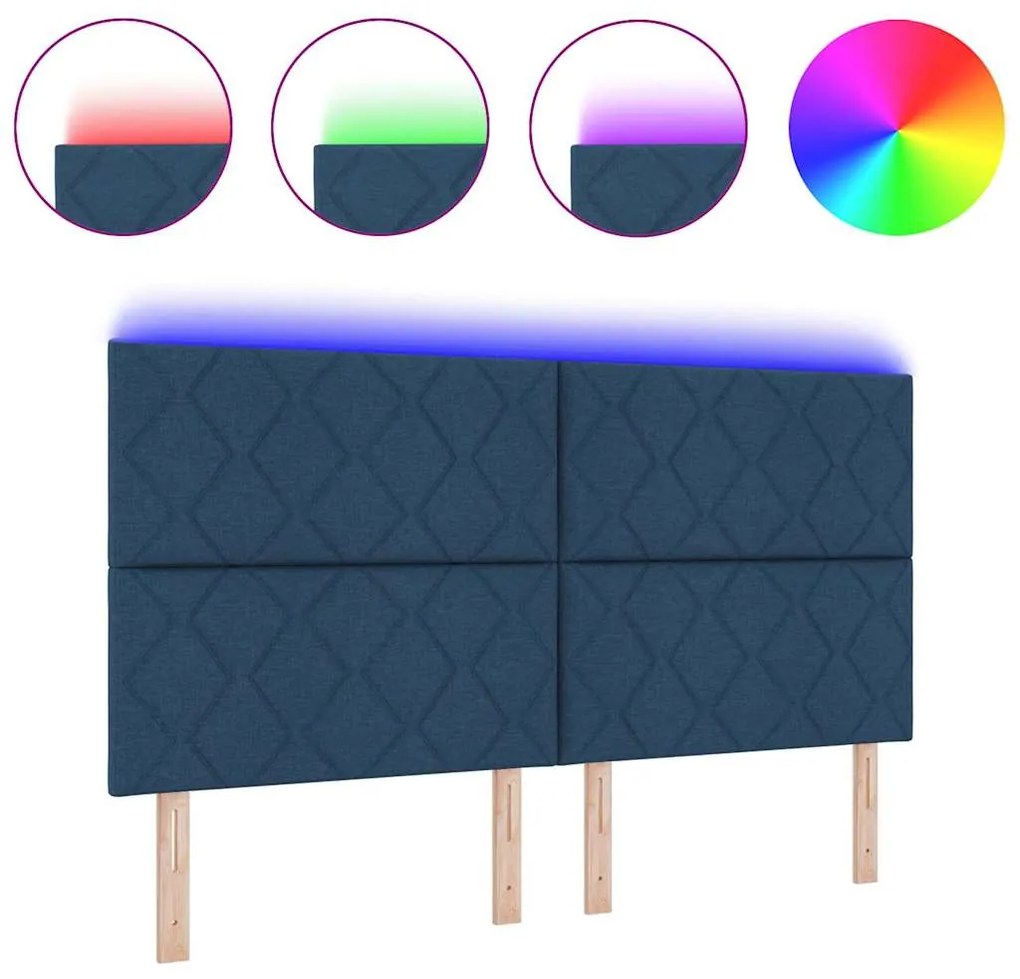 Cabeceira LED vidaXL Design Blocos de Diamante Azul 180 cm Tecido