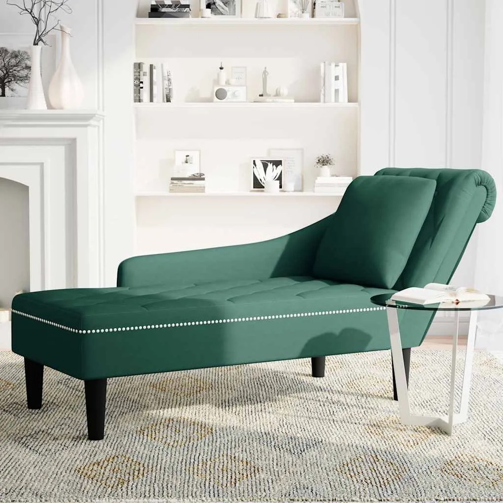 Chaise lounge c/ almofada/apoio de braços direito veludo