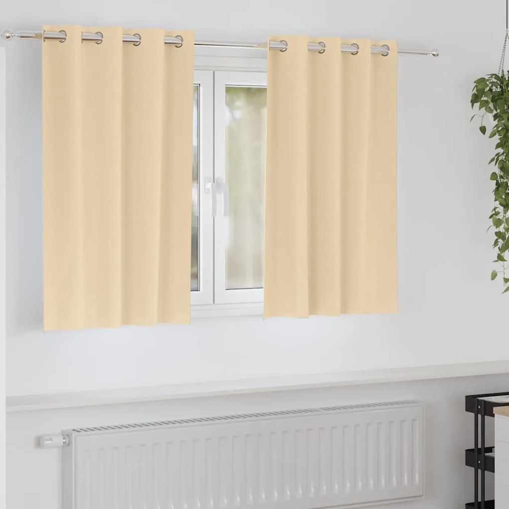 vidaXL Cortinas Blackout com Argolas 2 pcs Creme 140 x 140 cm