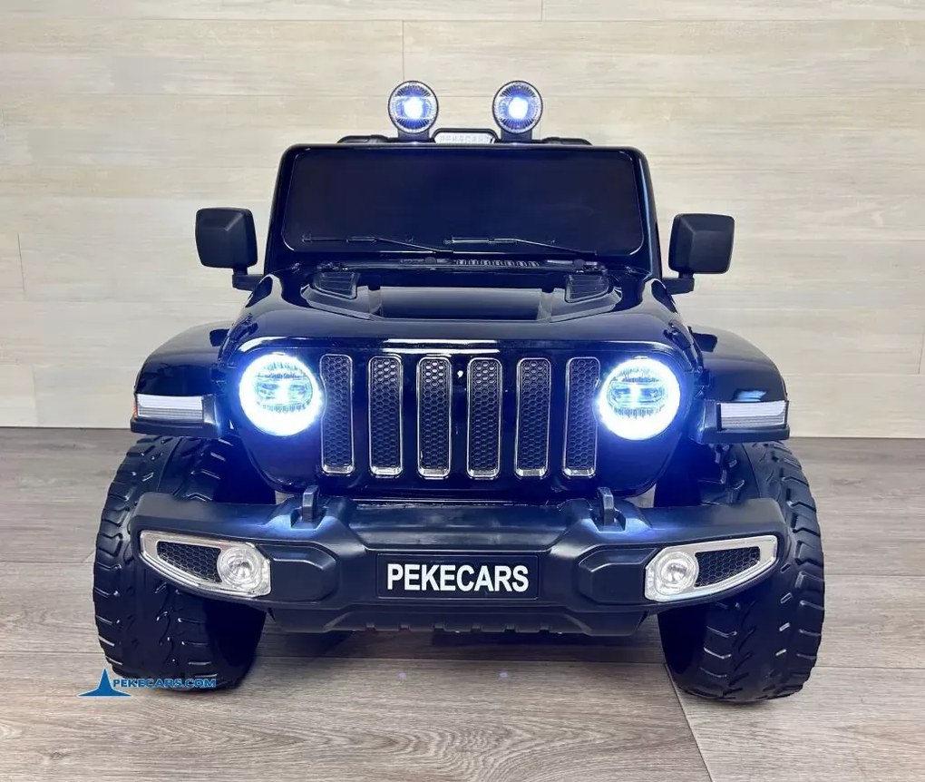 Jeep elétrico 12V 4x4 para crianças 1 a 6 anos Wrangler Rubicon Style rodas Borracha e controlo remoto Preto Metalizado