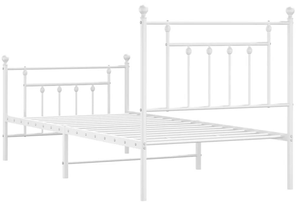Estrutura de cama com cabeceira e pés 80x200 cm metal branco