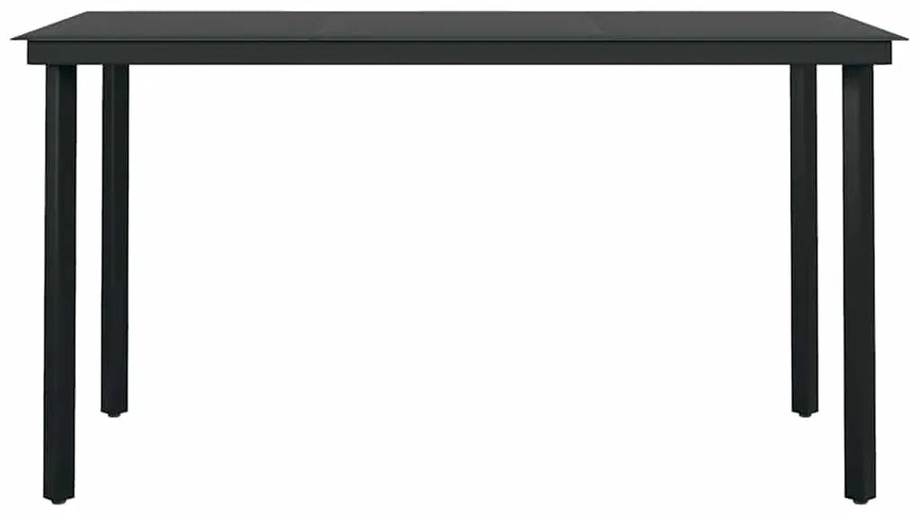Conjunto de jantar jardim 5 peças almofadas vidro vime PE preto