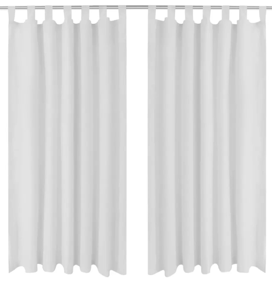 Cortinas de cetim com laços, 2 pcs, branco 140 x 245 cm