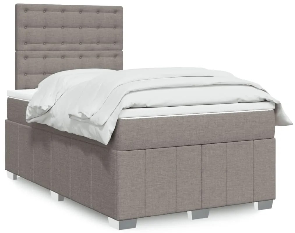 vidaXL Cama com molas/colchão 120x200 cm tecido castanho-acinzentado