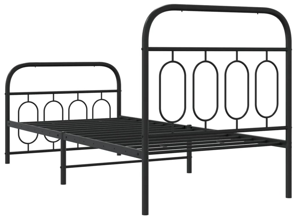 Estrutura de cama com cabeceira e pés 80x200 cm metal preto