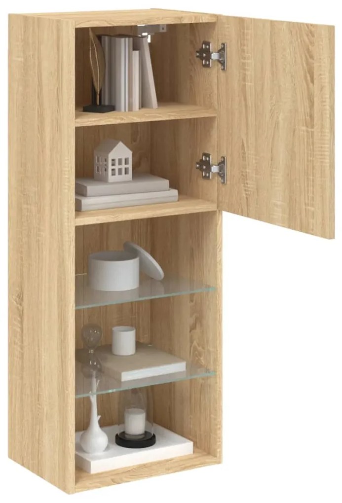 Móvel de TV com luzes LED 40,5x30x102 cm carvalho sonoma
