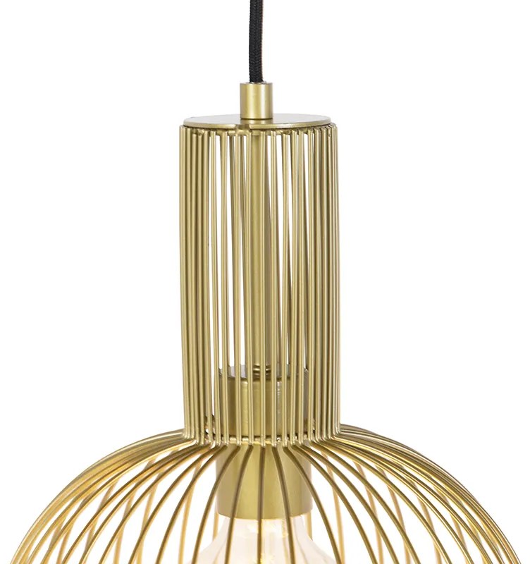 Candeeiro de suspensão design dourado - Wire Whisk Design