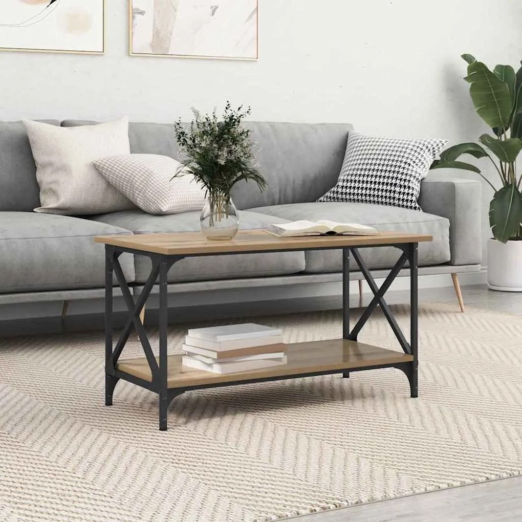 vidaXL Mesa de centro carvalho artisiano 80 x 45 x 45.5 cm