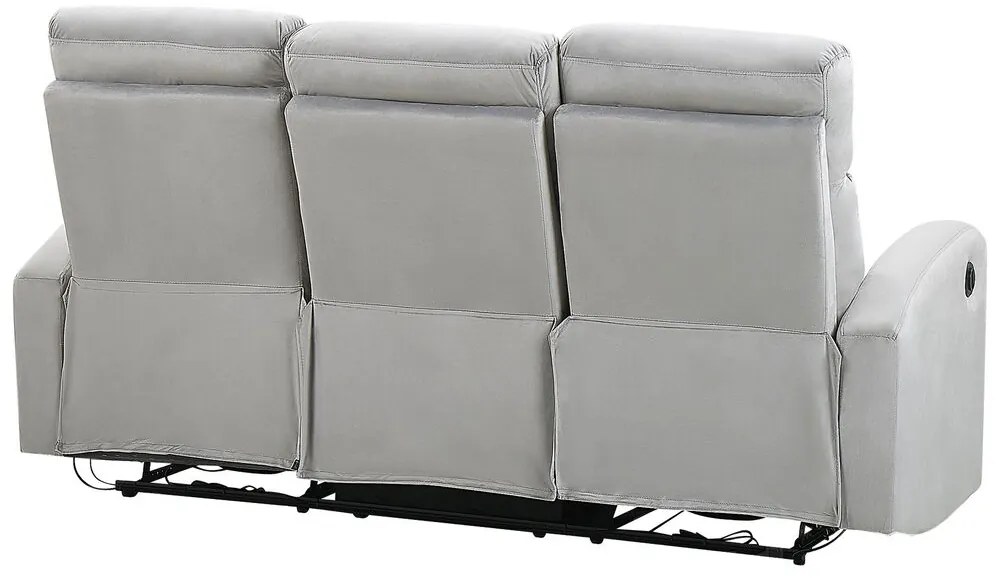 Conjunto de sofás com 6 lugares reclináveis elétricos em veludo cinzento claro VERDAL Beliani