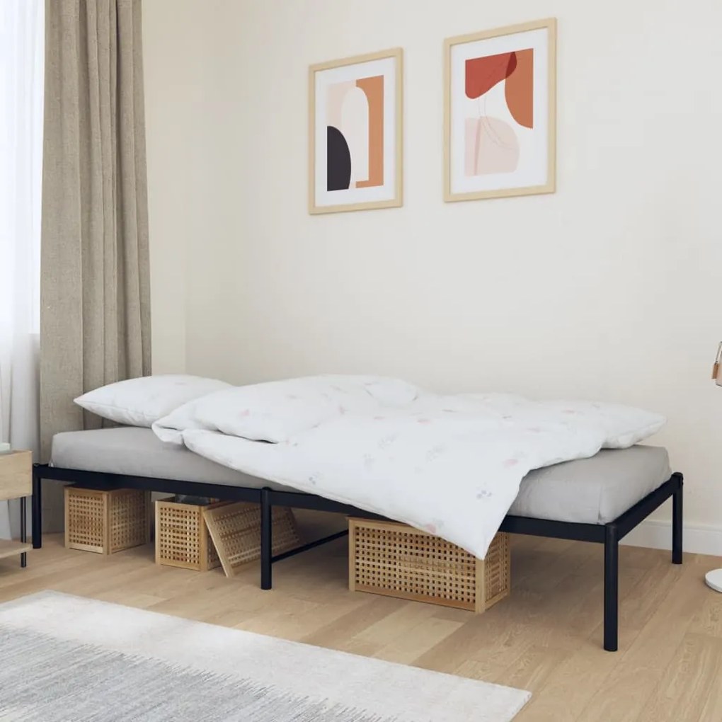 vidaXL Estrutura de cama 90x200 cm metal preto