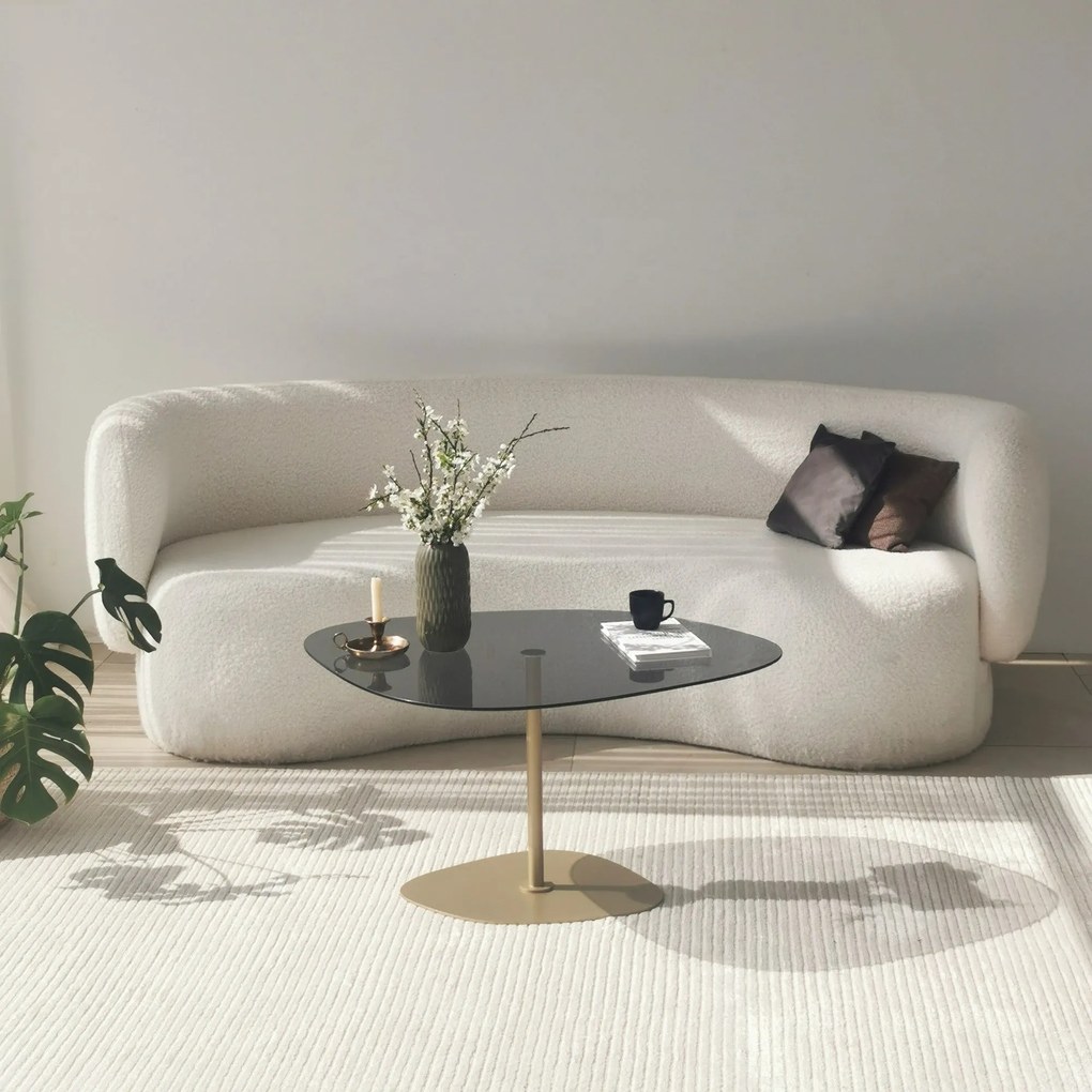Mesa de Café Soho - Cinza Escuro e Dourado - 85cm x 40cm x 67cm