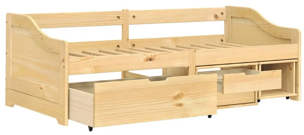 Sofá-cama com 3 gavetas 90x200 cm madeira de pinho maciça IRUN