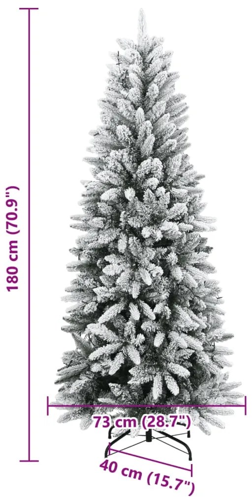 Árvore Natal artificial c/ 300 luzes LED e flocos de neve 180cm
