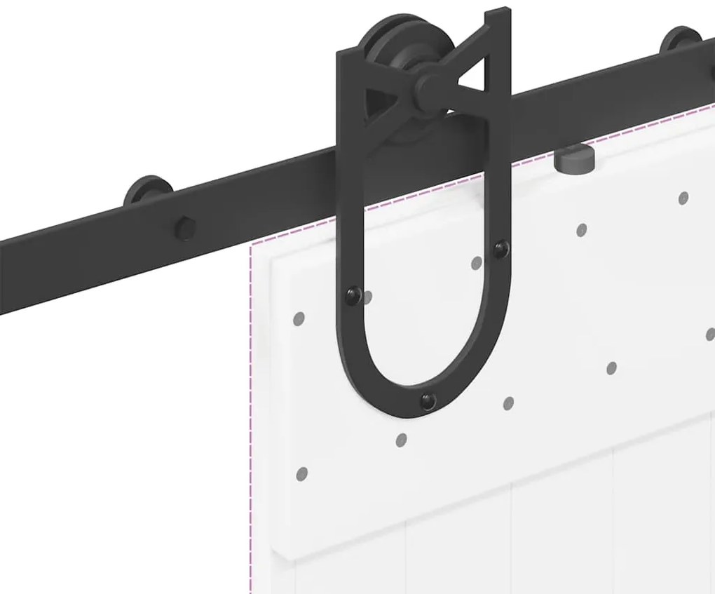 Kit de ferragens para porta deslizante 183 cm aço preto