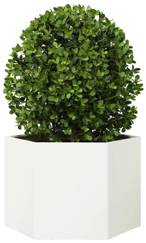 Vaso/floreira de jardim hexagonal 69x60x45 cm aço branco