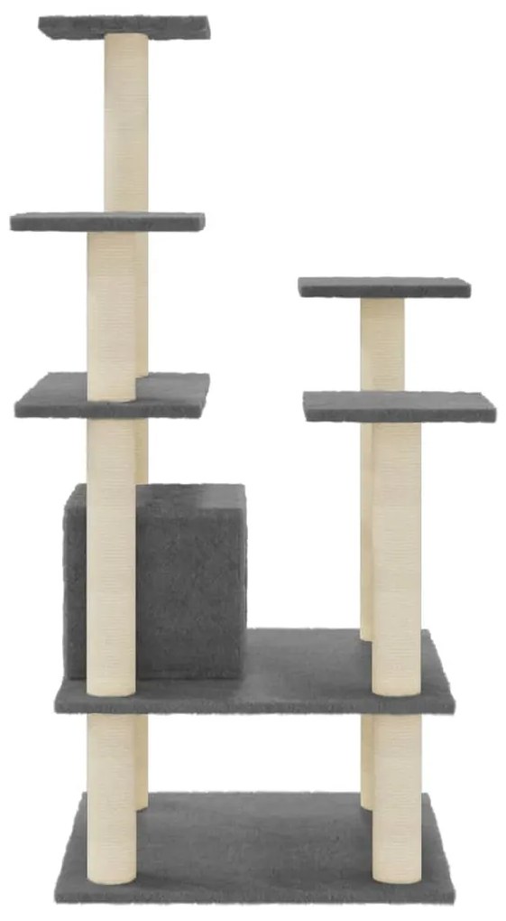 Árvore p/ gatos c/ postes arranhadores sisal 110cm cinza-escuro