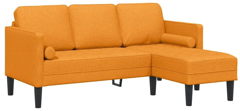 Conjunto de Sofá de 2 Peças com Almofadas Tecido Amarelo Escuro