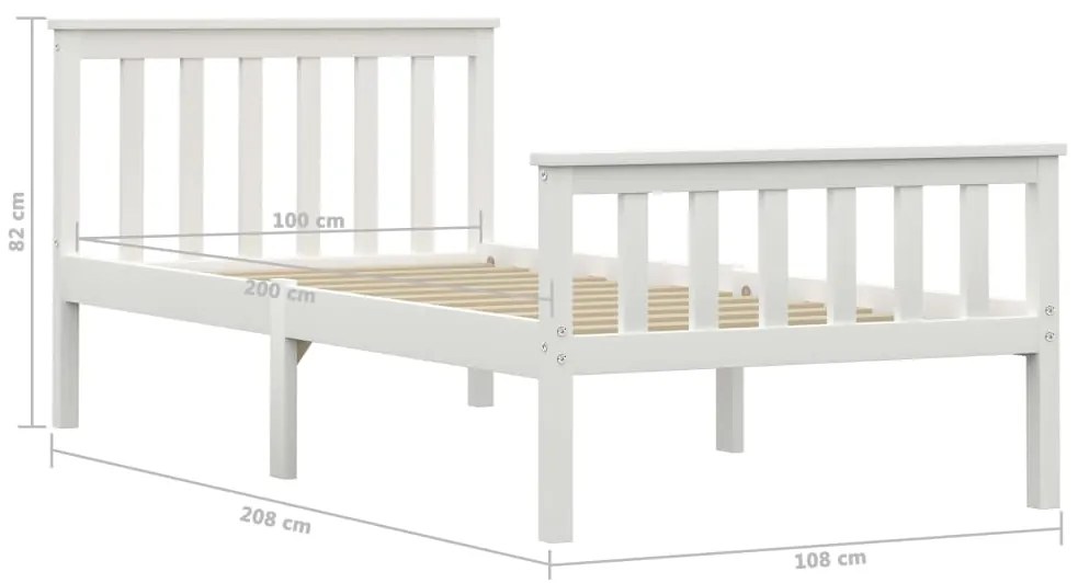 Estrutura de cama 100x200 cm madeira pinho maciço branco