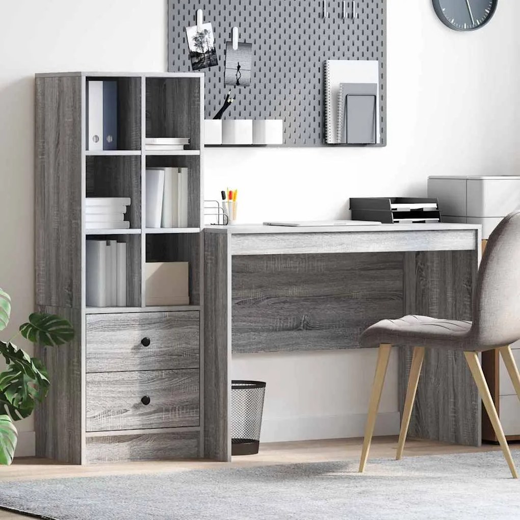 vidaXL Mesa com Armazenamento 2 pcs Sonoma cinzento 100 x 50 x 76 cm