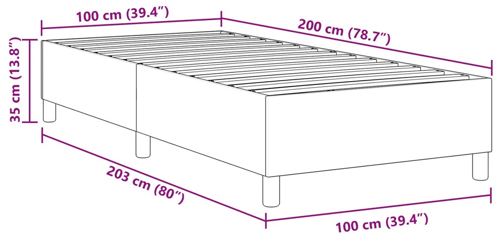 Cama Box Spring vidaXL Creme 100x200 cm Tecido Canelado